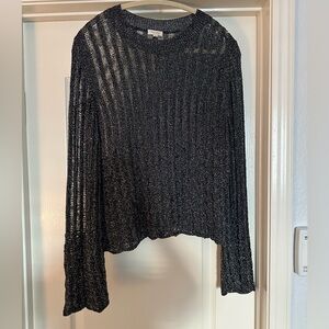 Anthropologie Pilcro Metallic Black Long Sleeve Top size 1x